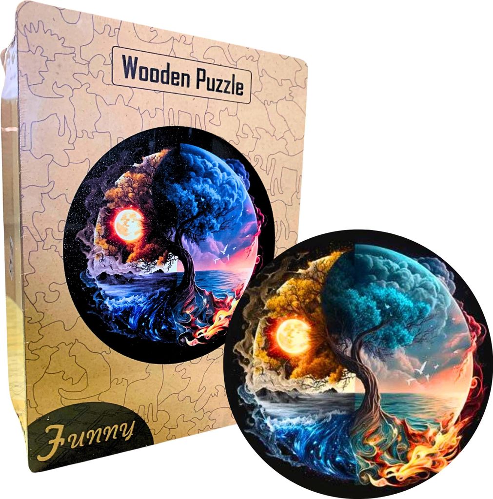 Holzpuzzle A3 Element Wasser Feuer Kinder Erwachsene 240 Teile GROSS