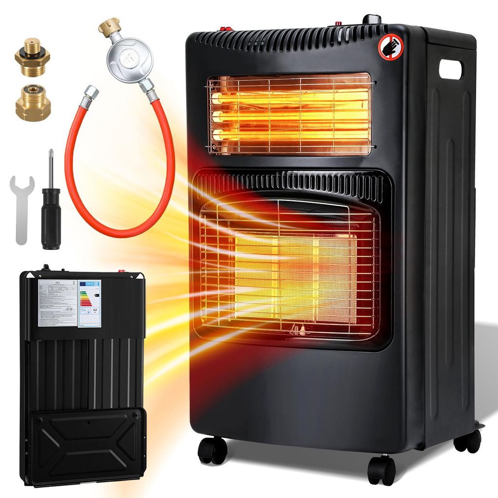 Eikuavons, radiateur 2-en-1 gaz et électrique, 4200W/1200W, Image du produit 
