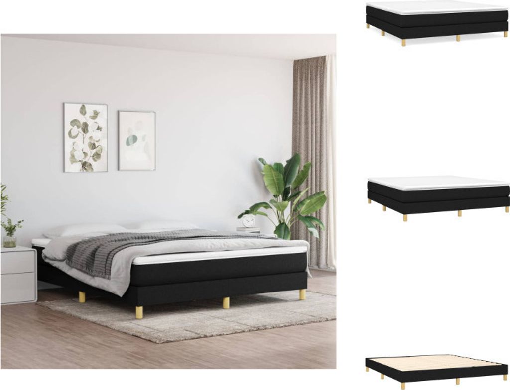 vidaXL Boxspringbett Schwarz 160x200 cm Stoff - Betten & Bettgestelle