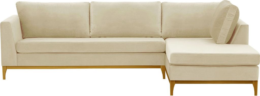 Rechtsseitiges Ecksofa Gosena Wood - hellbeige - Velluto 2