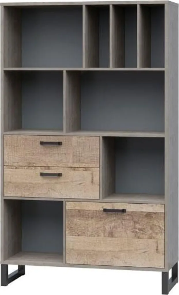 Bibliothèque Bari avec tiroirs et portes pour salon - Rangement Chic