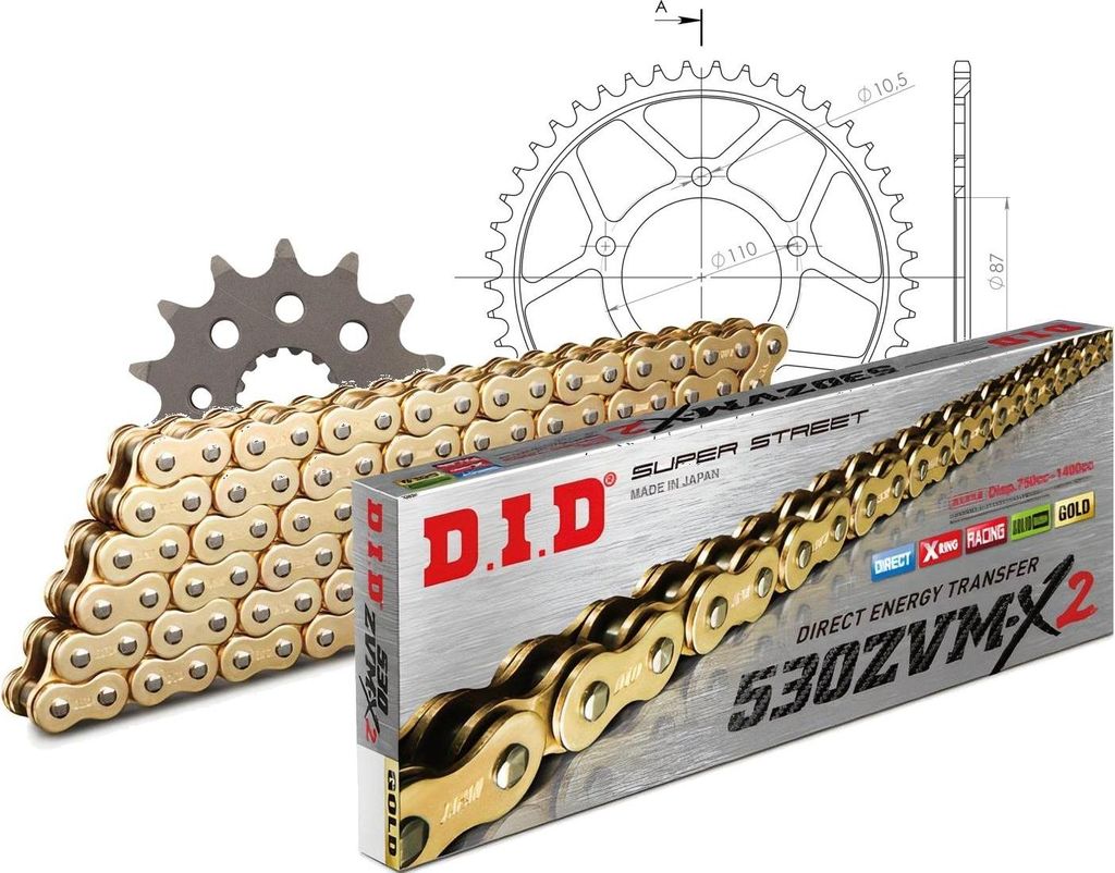 Kettensatz DID Stahl 530ZVM-X / 114 Nietschloss