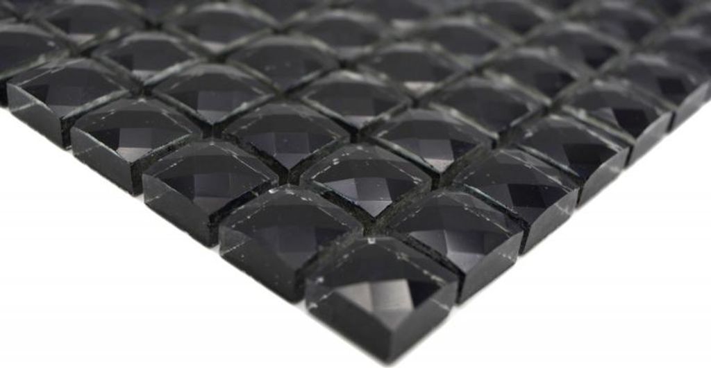 Handmuster Glasmosaik QUADRAT CRYSTAL GLITZER schwarz Wand Boden Innen Außen Wohnraum Küche Bad Dusche Schwimmbad MOS130-B824_m