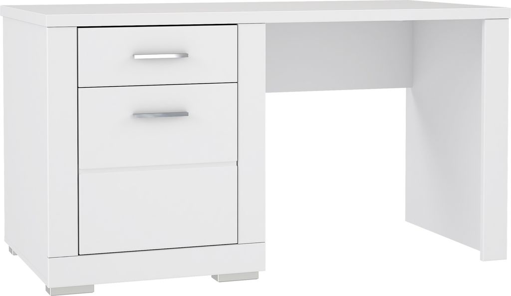 Schreibtisch >SNOW< 1 Tür, 1 Schublade, in weiß - 138x75,9x67,4cm (BxHxT)