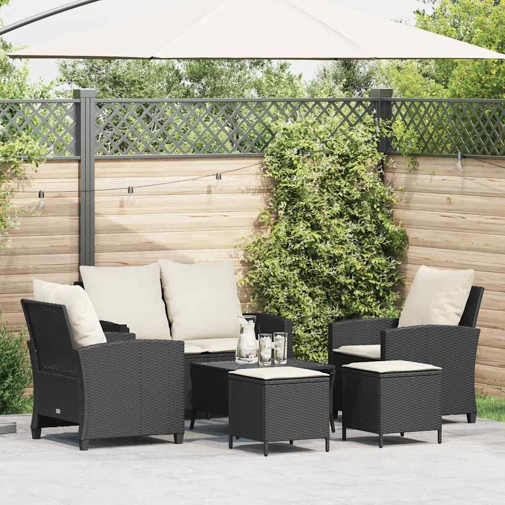 Maison Exclusive - 6-tlg. Garten-Sofagarnitur mit Kissen Schwarz Poly Rattan