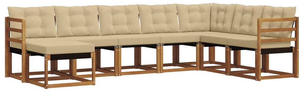 Hochwertigen Möbel Outdoor-Sofa garnitur moderne - Balkonmöbel/Gartenlounge-Set - robust und langlebig - mit Kissen 8 pcs Natur und Beige - Garte...