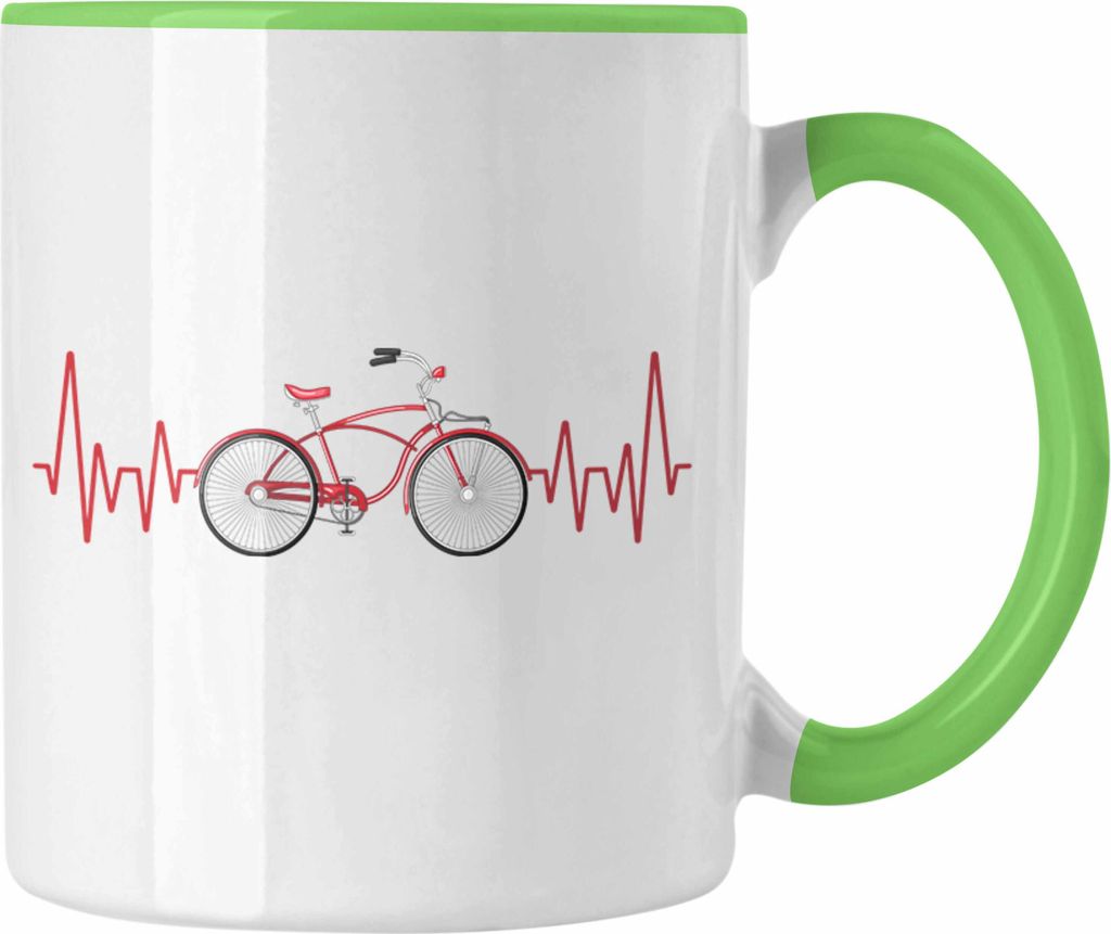 Trendation - Fahrrad Herzschlag Tasse Geschenk für Radfahrer Umwelt Hobby Geschenkidee (Grün)