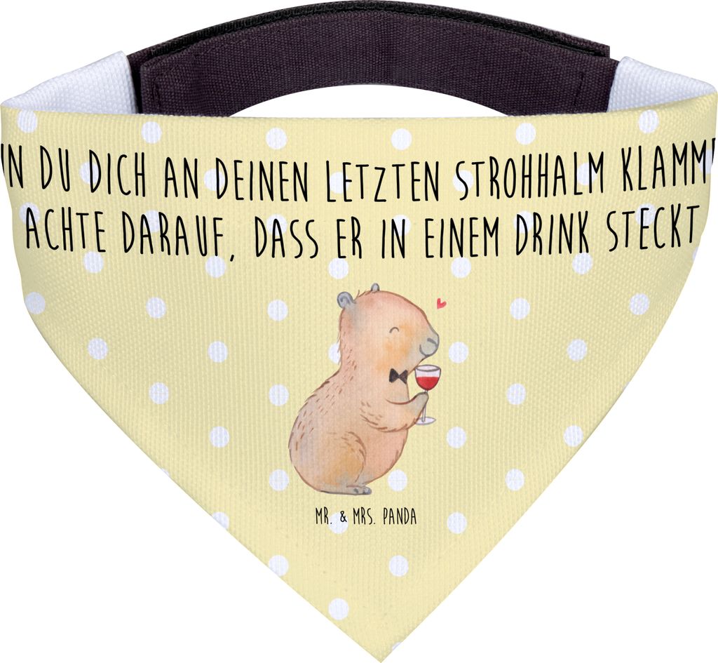 Mr. & Mrs. Panda Bandana Capybara Wein - Gelb Pastell - Geschenk, für Hunde, Lustige Sprüche, Hundehalstuch, Dreieckstuch, Weinliebhaber, Zeichnu...