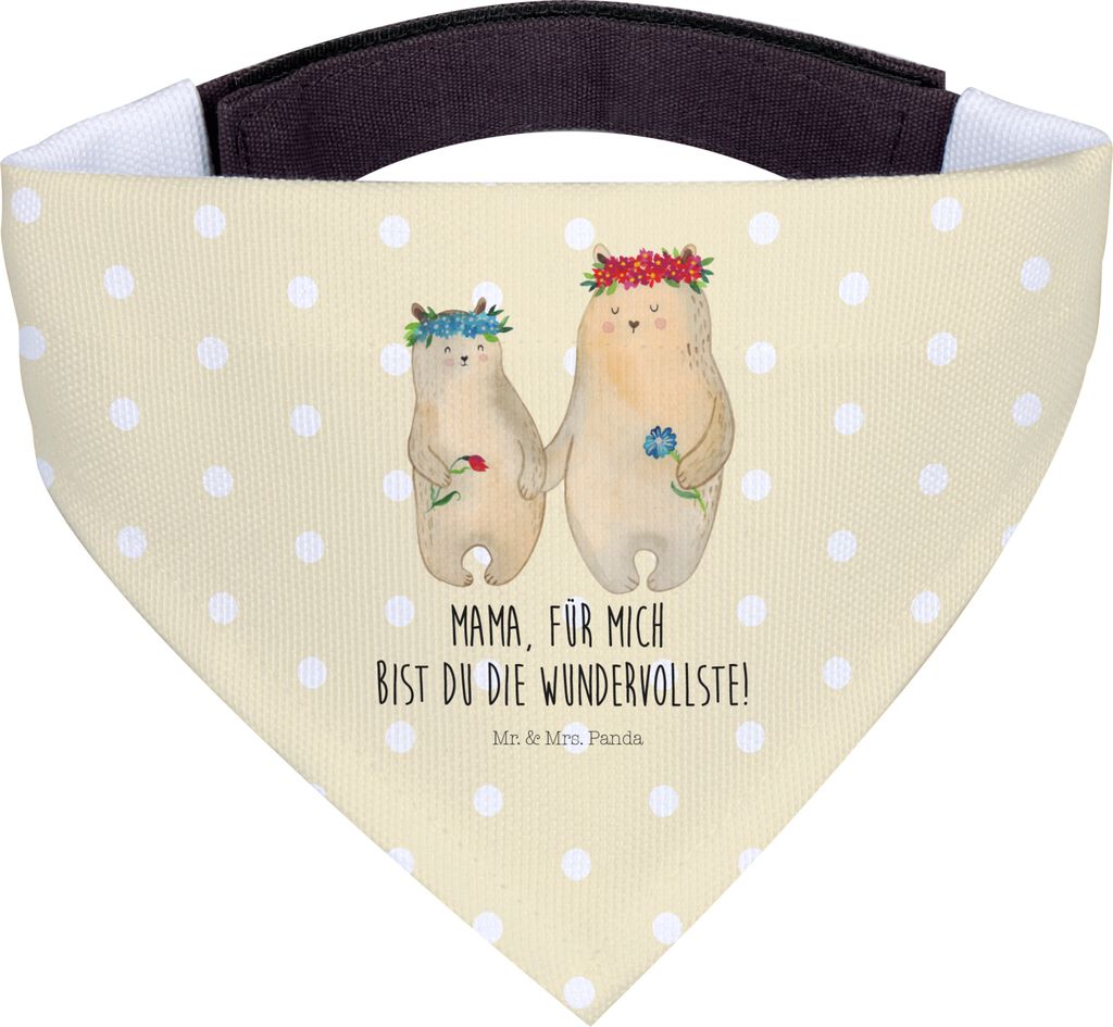 Mr. & Mrs. Panda Hundehalstuch Bären mit Blumenkranz - Gelb Pastell - Geschenk, Halstuch Hund, Tochter, Muttertag, Hunde Hals Tuch, Family, Bandan...