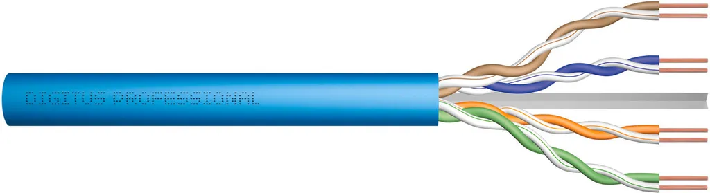 DIGITUS Câble d'installation Cat6a U/UTP 305m Bleu clair pour Réseau Pro