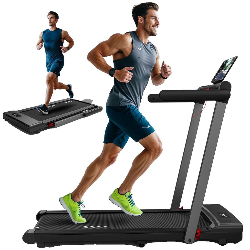 Laufband, 2,25 PS Motor, Geschwindigkeitsbereich 1-12 km/h, 7-lagige Lauffläche, faltbar, Bluetooth