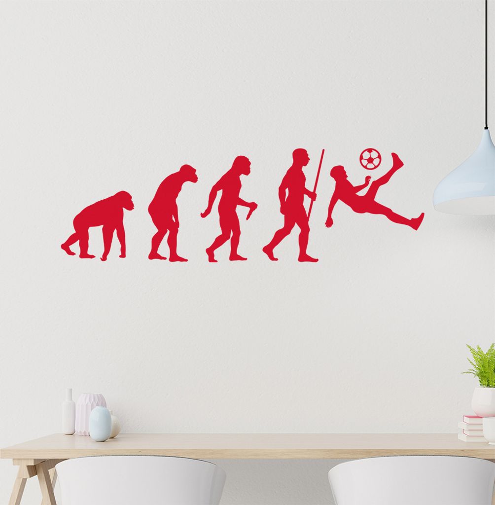 Evolution Fussballer Spieler Wandtattoo Wandaufkleber Wall Sticker - Dekoration, Küche, Wohnzimmer, Schlafzimmer, Badezimmer