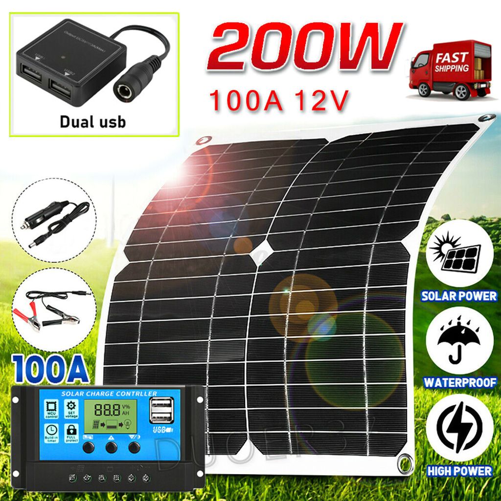 Solarset 12V Solaranlage Wohnmobil 50W Solarmodul 30A Laderegler Kit Für Camping 