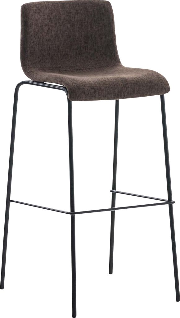 TPFLiving Barhocker Hope 4-Fuß Gestell schwarz Stoff Braun