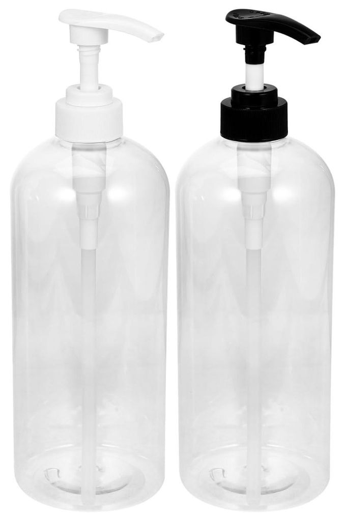 Set mit 2 leeren 1000-ml-Pumpflaschen – XXL-Nachfüllspender aus PET-Kunststoff für Bad und Waschküche – Spenderflaschen für Shampoo, Duschg...