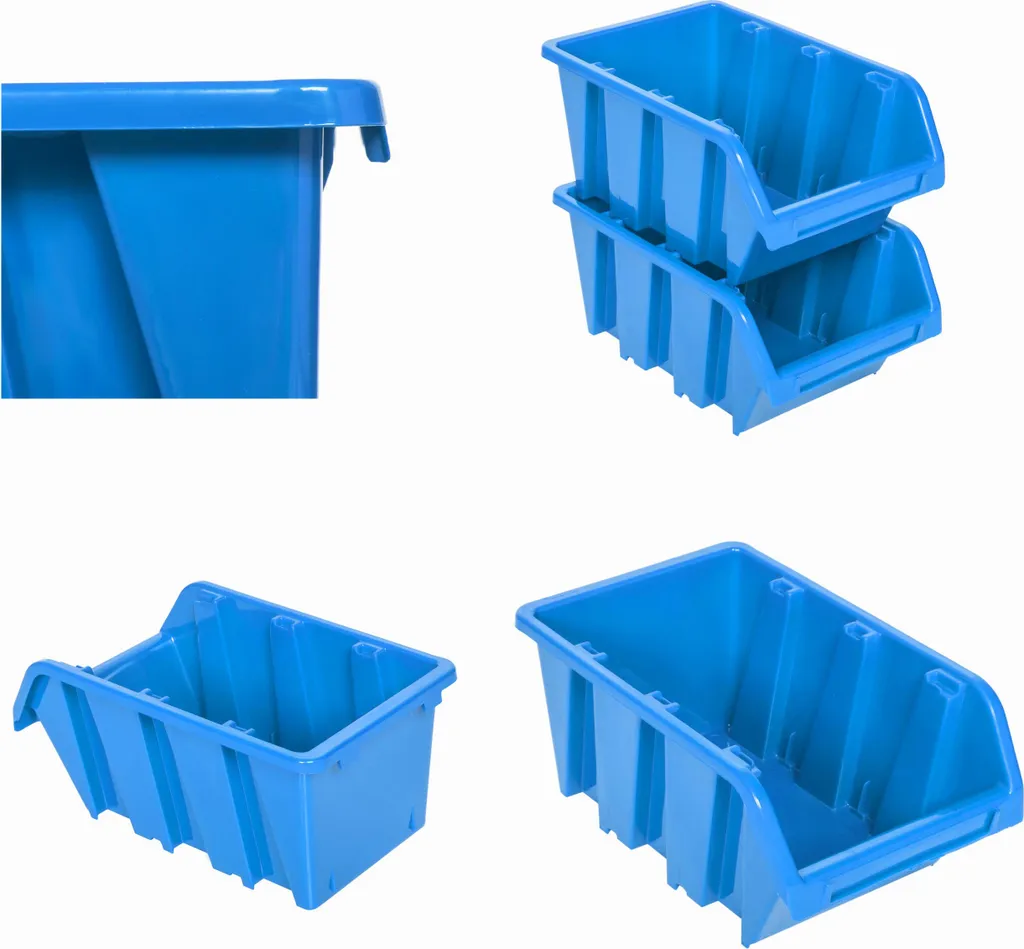 Fini le désordre : 20 bacs à bec bleus empilables 120 x 195 x 90 mm