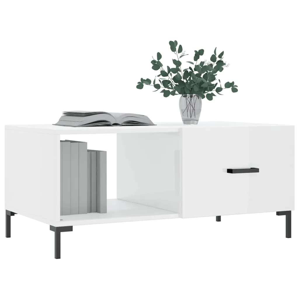 vidaXL Tavolino da Salotto Minimal Bianco Lucido 90x50x40 cm Legno - 4