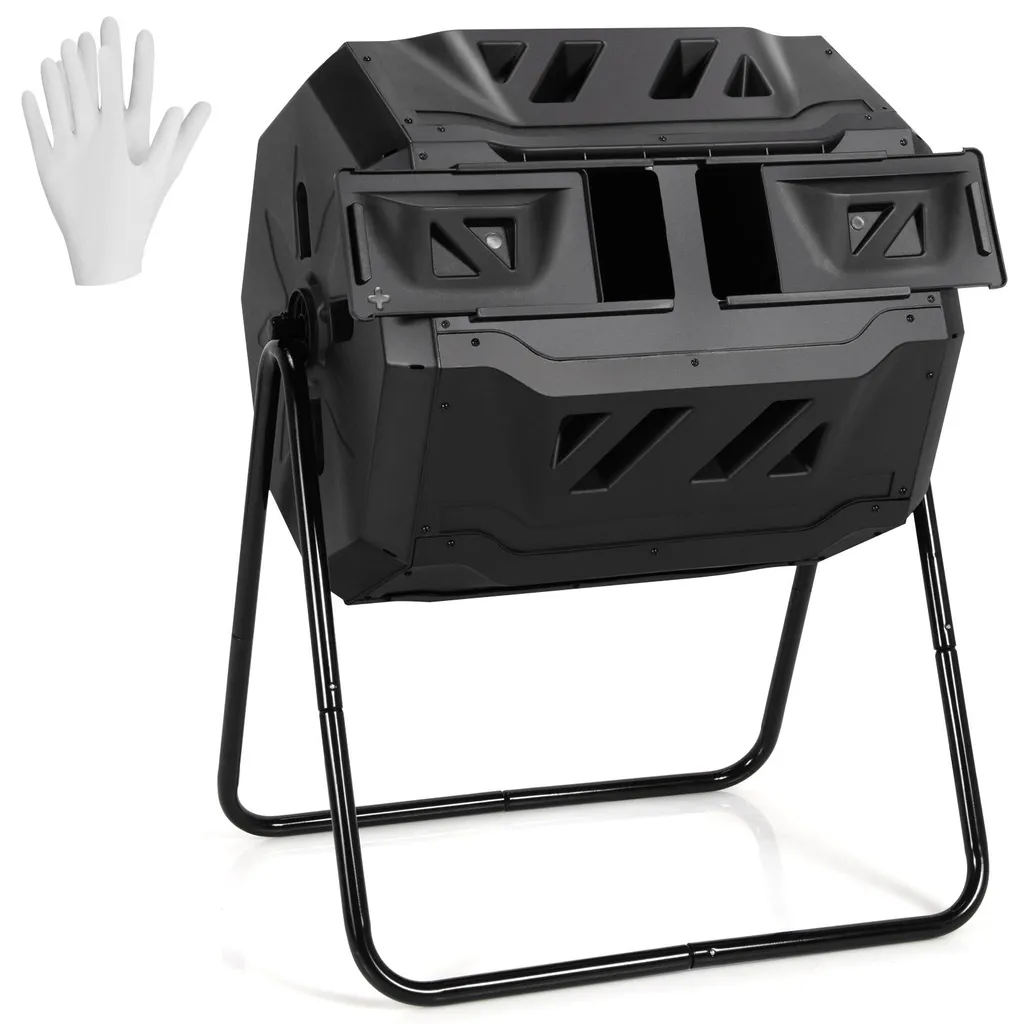Composteur de jardin 160L pour déchets organiques - Tambour rotatif noir
