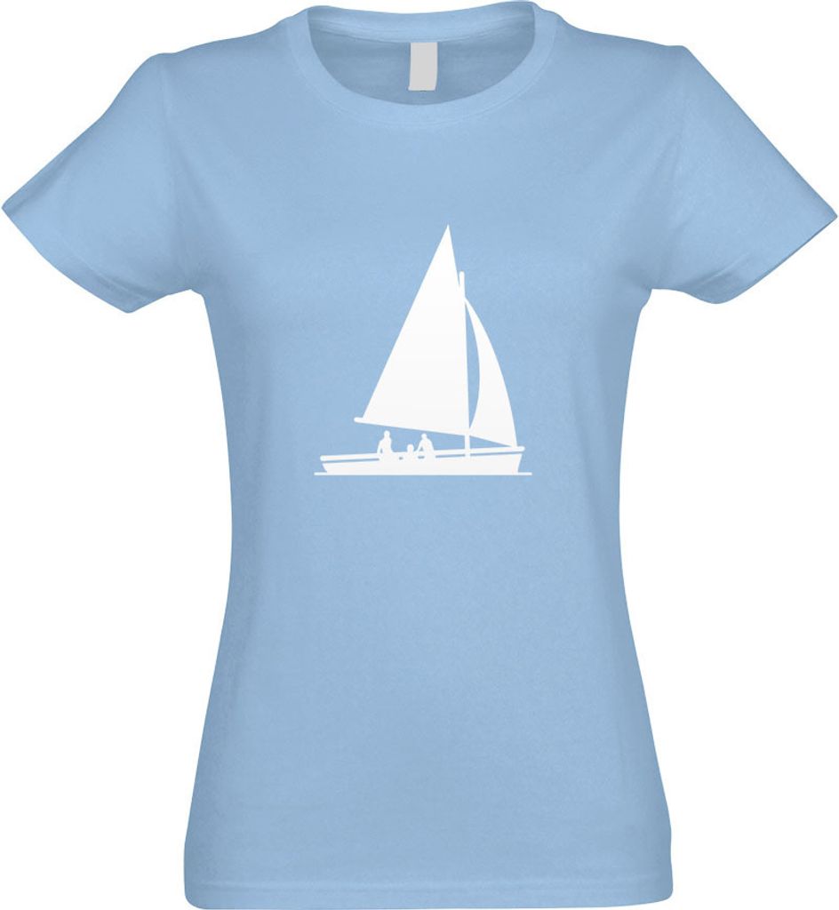 Kiwistar - T-Shirt tailliert - Damen - himmelblau - Segeln Boot Figur Fahren - mit Motiv Bedruckt - Funshirt Design - Sport - Freizeit - Damen - XL