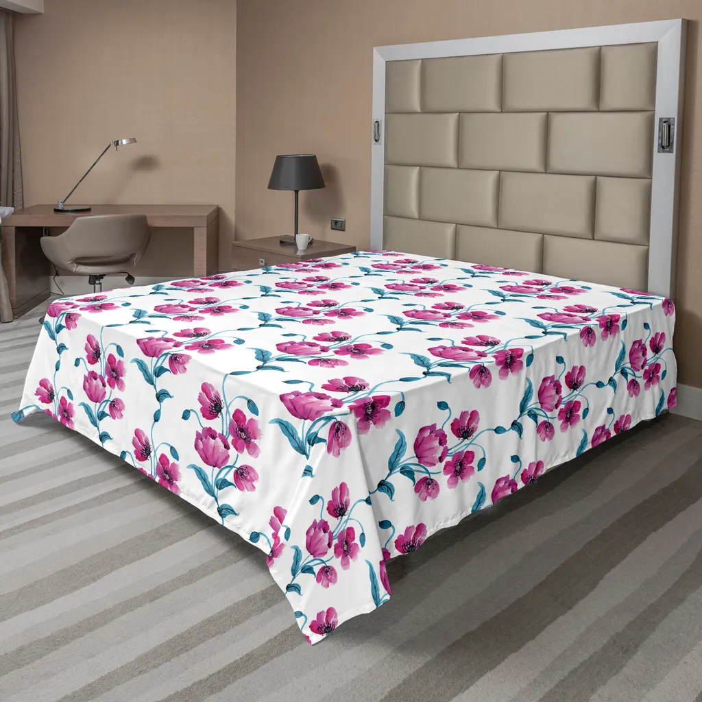 Drap de dessus décoratif pour lit double motif fleurs vintage 266x260