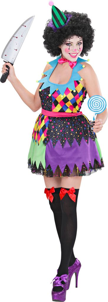HORROR CLOWN (Kleid, Fliege, Minihut) Gr. M