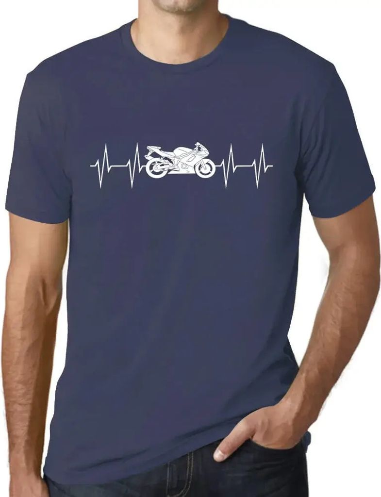Herren Grafik T-Shirt Herzschlag eines Motorrads – Motorcycle Heartbeat – Öko-Verantwortlich Vintage Jahrgang Kurzarm Lustige Druck Geburtstag