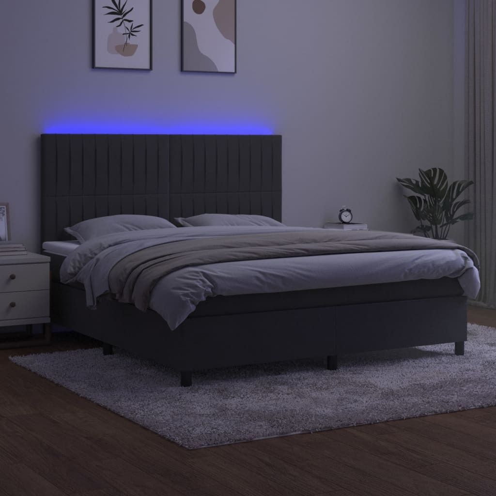 "2026 Promotion" Boxspringbett mit Matratze - & LED - Dunkelgrau - 160x200 cm - Samt - Polsterbett CC7726