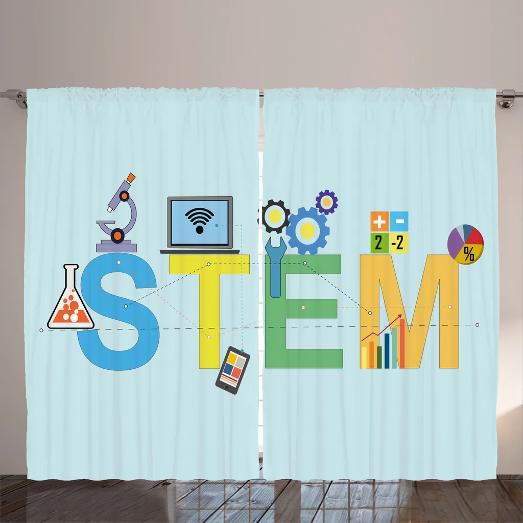 ABAKUHAUS Engineering Rideau Rustique Techno STEM 280x225cm Bleu Ciel