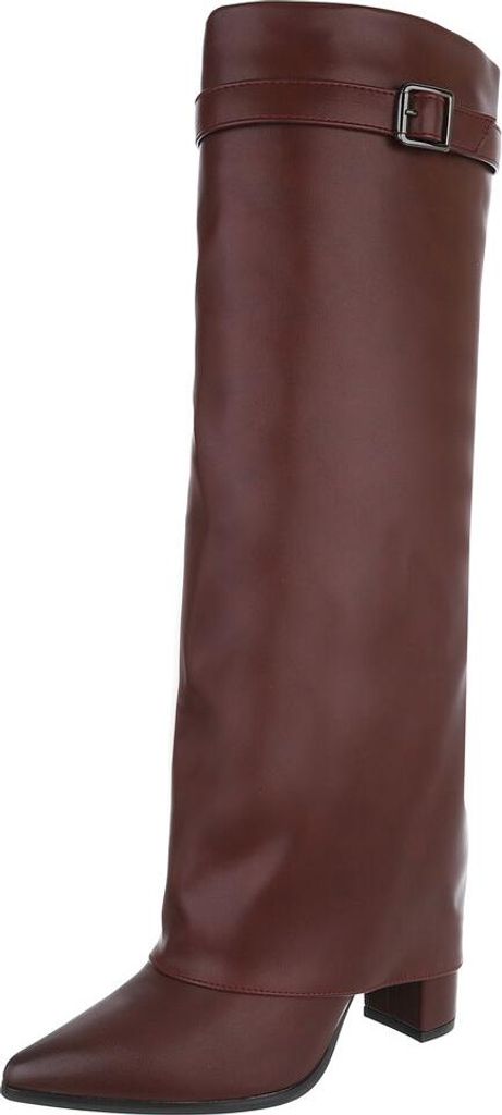 Ital-Design Damen Stiefel Leicht gefüttert Strickoptik High-Heel Stiefel 90482825 Weinrot Gr. 39