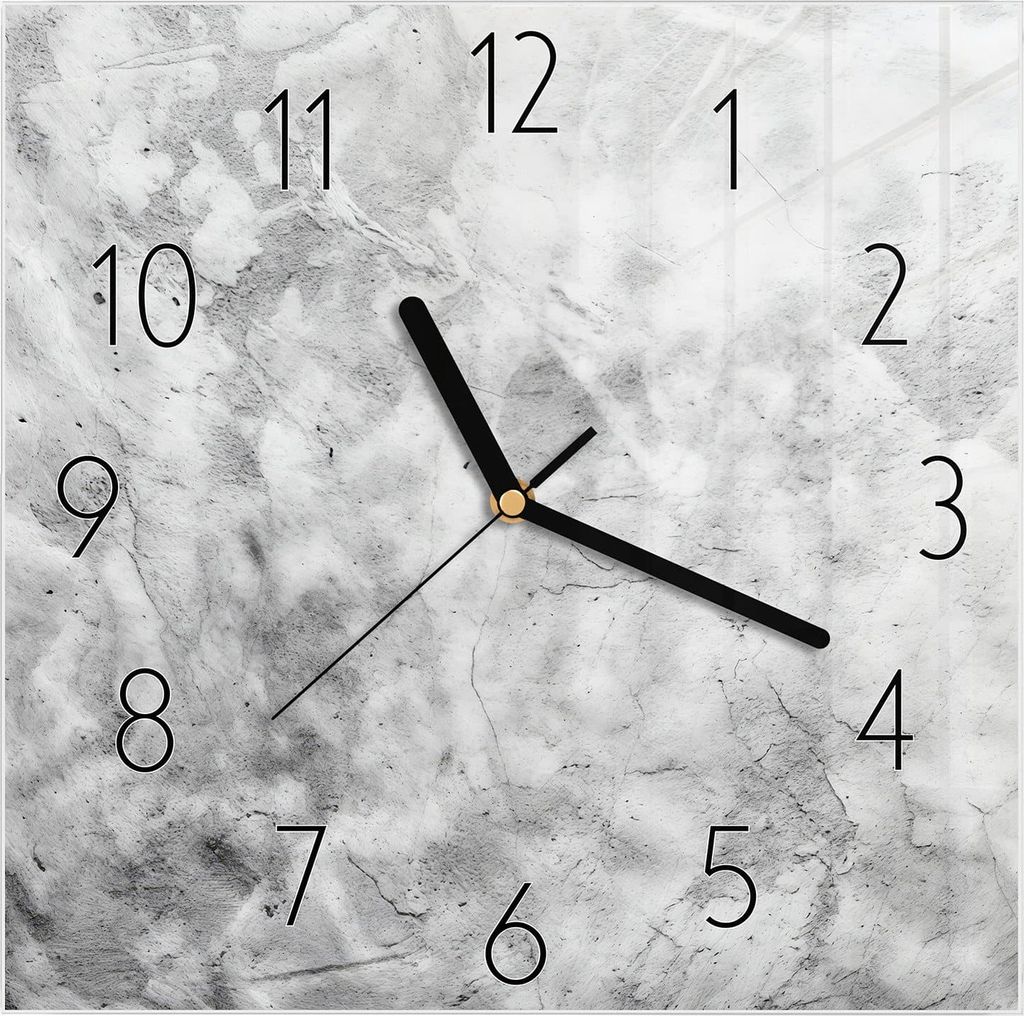 Wanduhr aus Glas mit Motiv Marmor Struktur- 30 x 30 cm - inkl. Aufhängesystem