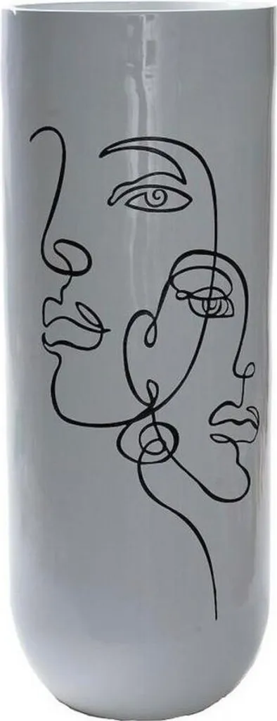 Grand vase décoratif blanc design abstrait moderne en résine 90 cm