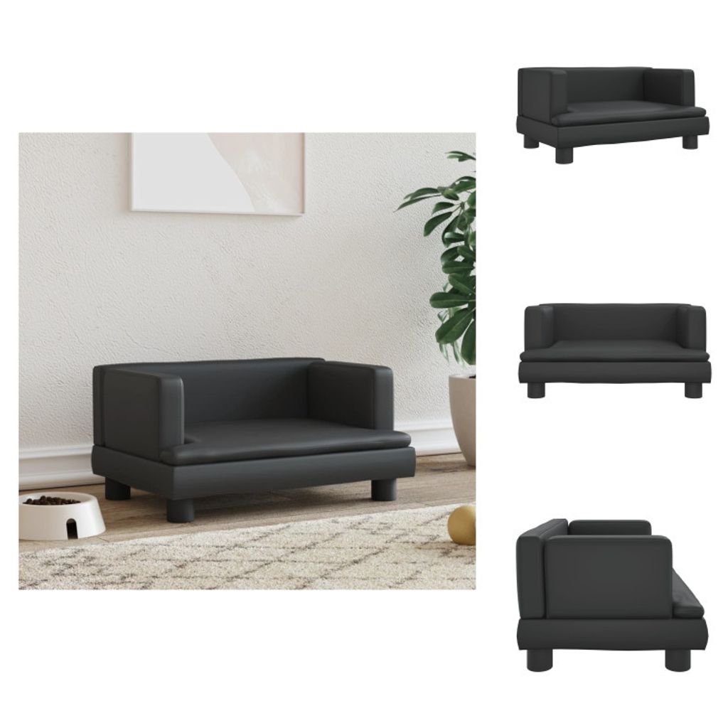 vidaXL Hundebett Schwarz 60x40x30 cm Kunstleder - Hundebetten