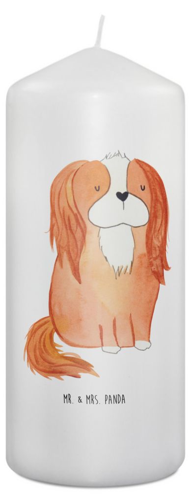 Mr. & Mrs. Panda Kerze Hund Cavalier King Charles Spaniel 19 x 8 cm - Weiß - Geschenk, Sprüche, Spruch, Erinnerungslicht, Schlappohren, Blockkerz...