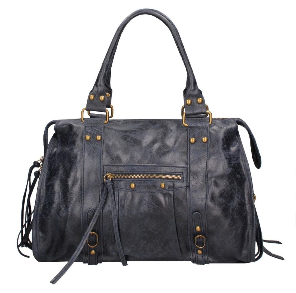 Elara Damen-Schultertasche aus echtem Wildleder Blau  Italy Produktbild 