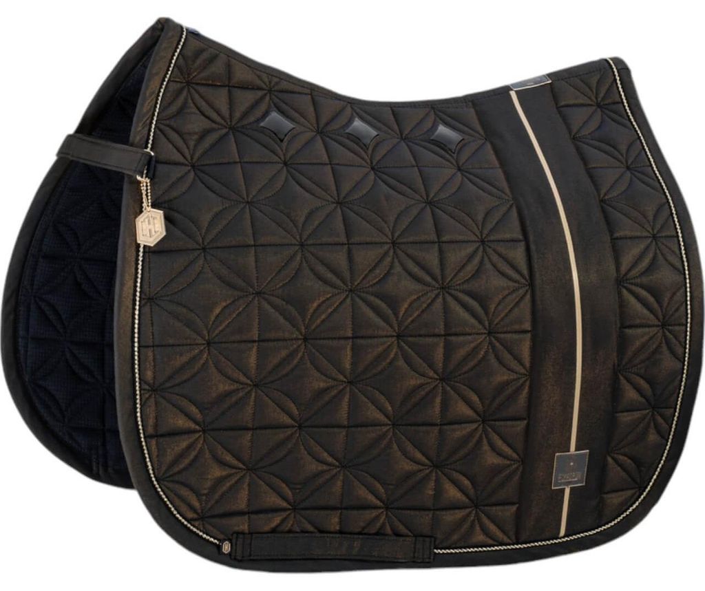 Eskadron Heritage Schabracke " Big Square GLAM " mit Polyester - Kordel Form - Dressur Farbe - black