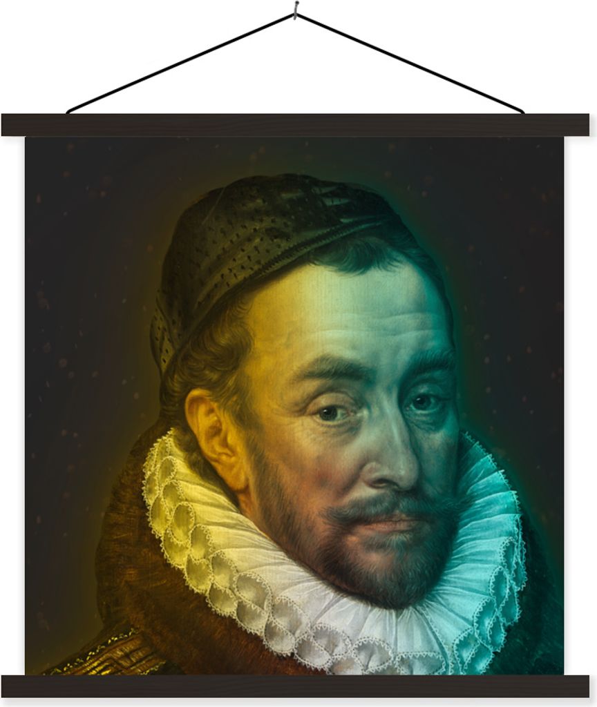 MuchoWow Textilposter Wilhelm von Oranien - Kunst - Gemälde 60x60 cm mit schwarzem Rahmen - Posteraufhänger