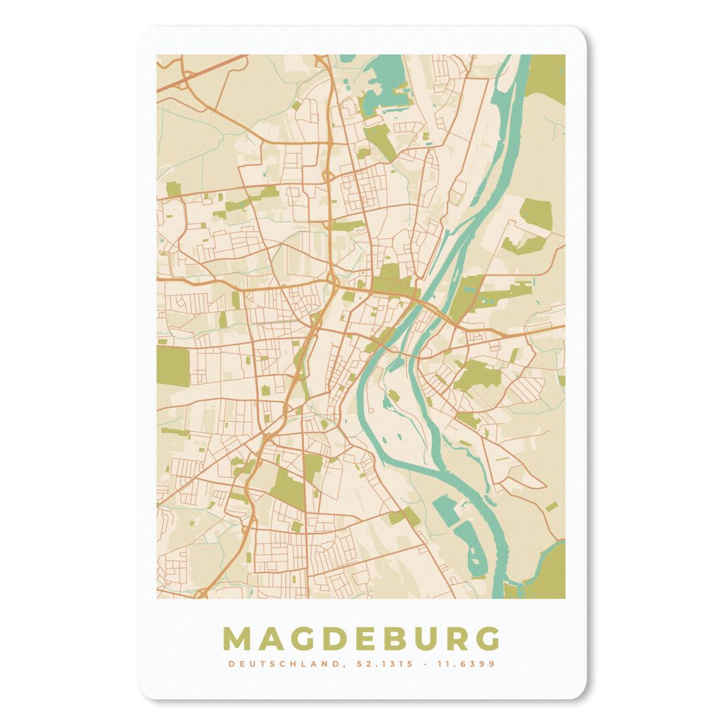 MuchoWow Mauspad Mousepad Karte - Magdeburg - Vintage - Stadtplan 40x60 cm - Mousepads - Maus Mat - Pad - Mausunterlage - Schreibtisch Accesoire