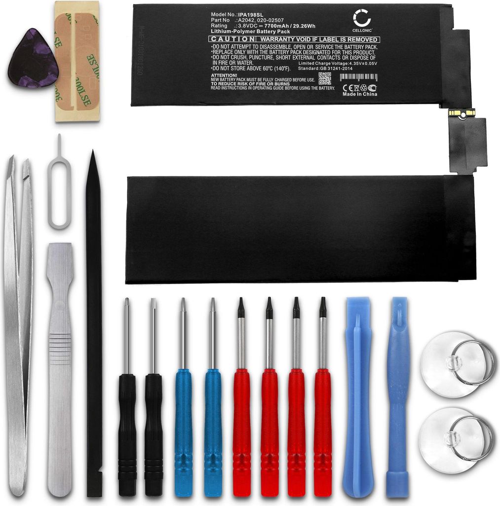 CELLONIC 1x Akku für Tablet Kompatibel mit Apple iPad Pro 11 - A1980, iPad Pro 11 - A1934, iPad Pro 11 - A2013, A2042 - (7700mAh, 3.8V) + Werkzeug...