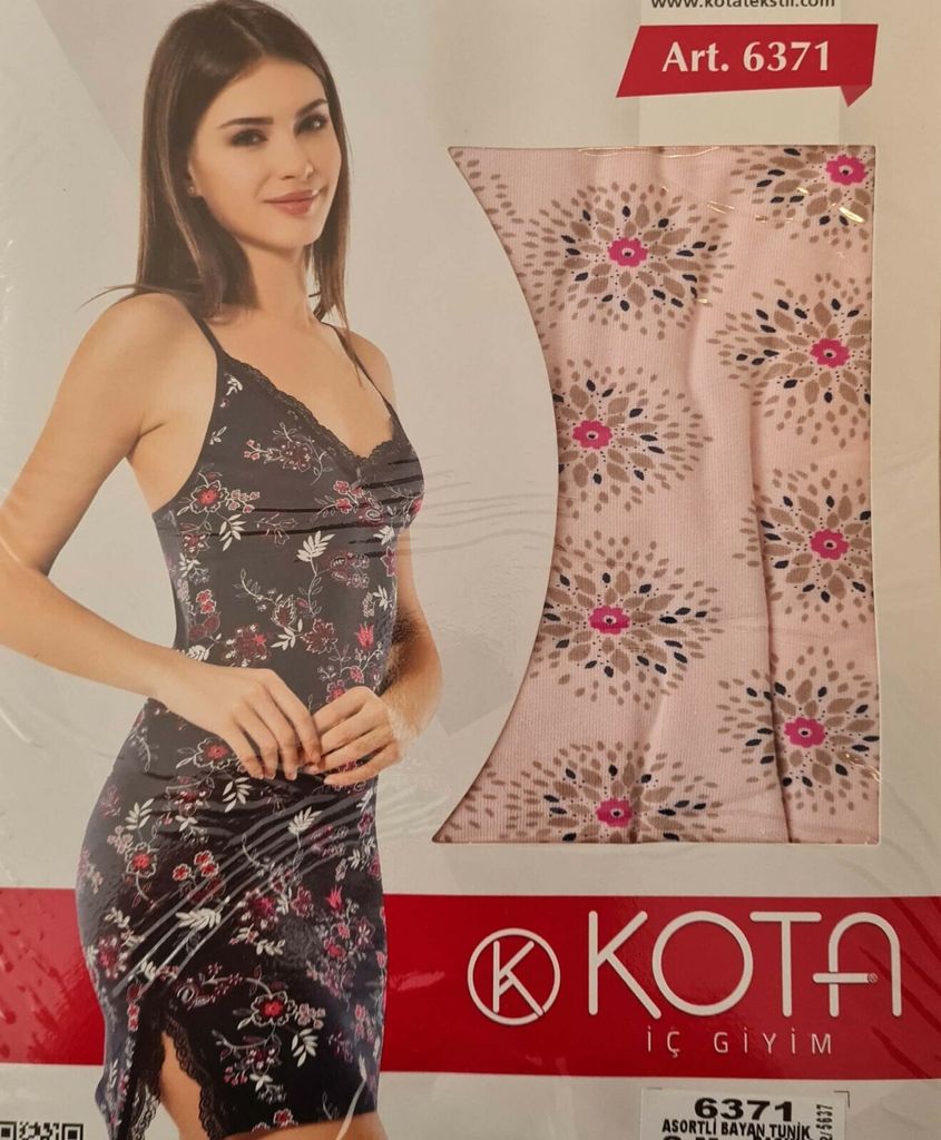 Damen Nachthemd Tunika Pyjama Schlafanzug Hellrosa L-XL mit Muster K-64