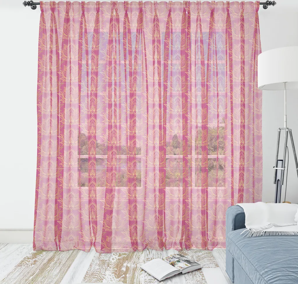 Arazzo Fiori di Loto ABAKUHAUS - Arredo Meditazione Magenta Marrone