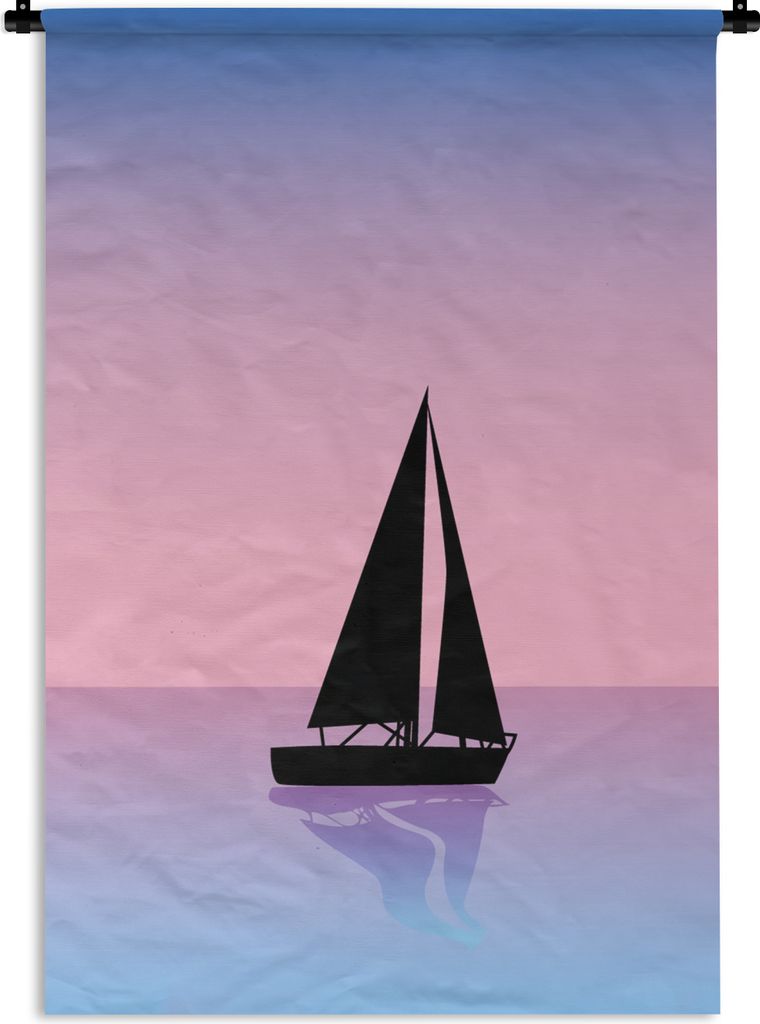 MuchoWow Wandteppich Wandbehang Segelboot - Meer - Schatten 120x180 cm Tapisserie Dekoration Wandtuch - Schlafzimmer - Dekorationen für das Haus