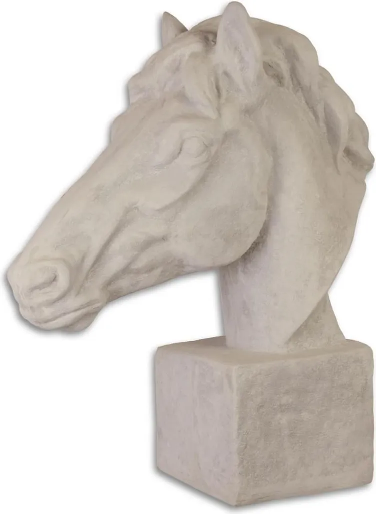 Décoration Tête de Cheval pour Hôtel et Restaurant Blanc Gris 64cm