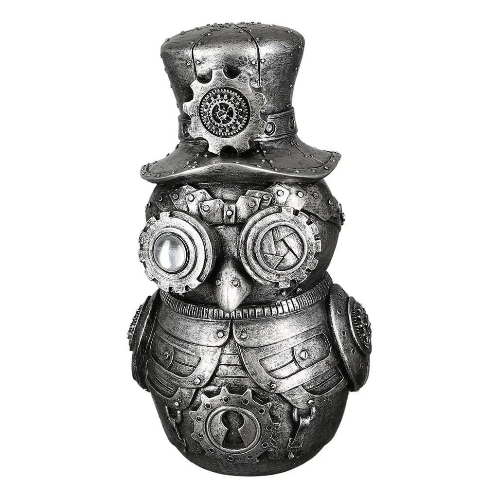 Statue Hibou Steampunk Décorative en Résine - Objet d'Art Gilde Design