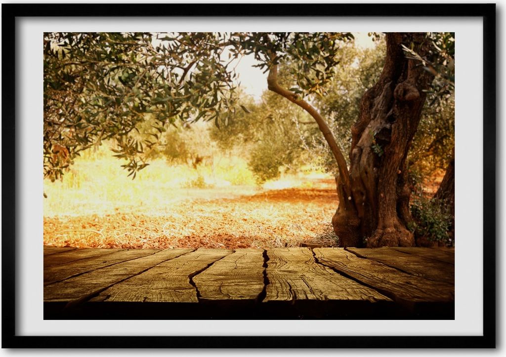 Bild - Bilderrahmen - 100 cm x 70 cm - MDF - Rahmen - Foto - Wandkunst Olive