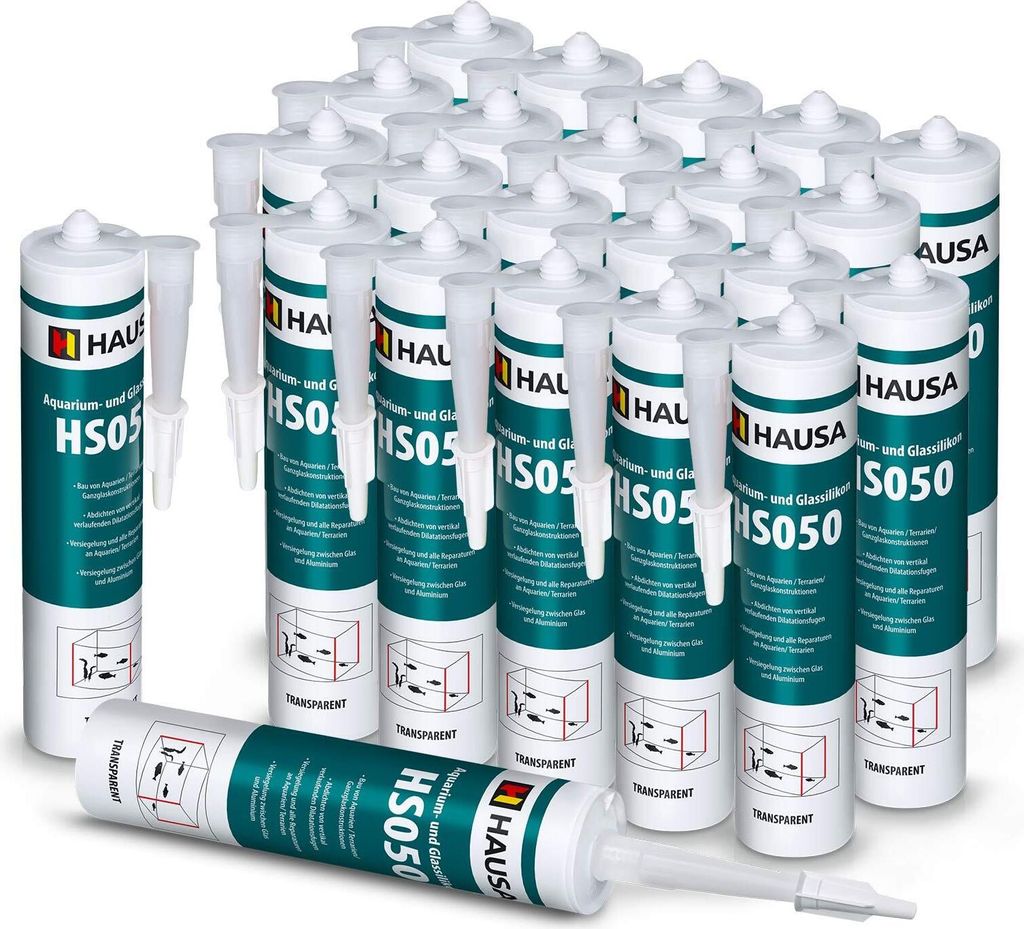 HAUSA Aquarium Silikon HS050 GlasSilikon SilikonKleber Transparent 24 x 310ml