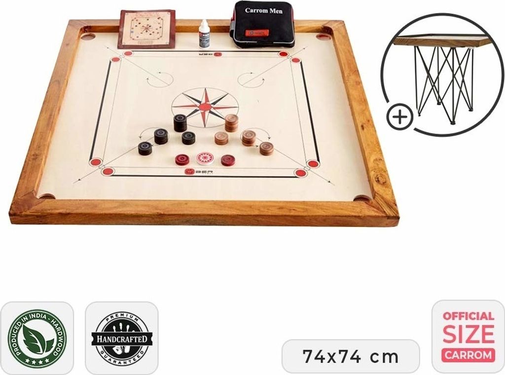 Carrom - ECO-Hartholz - Officiëlles 74x74 cm Wettkampf mit Tisch