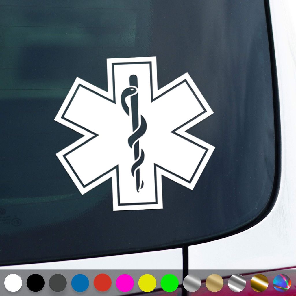 PantherPixel Stern des Lebens Aufkleber Star Of Life Rettungsdienst Sticker Auto Geschenkidee Farbe Weiss