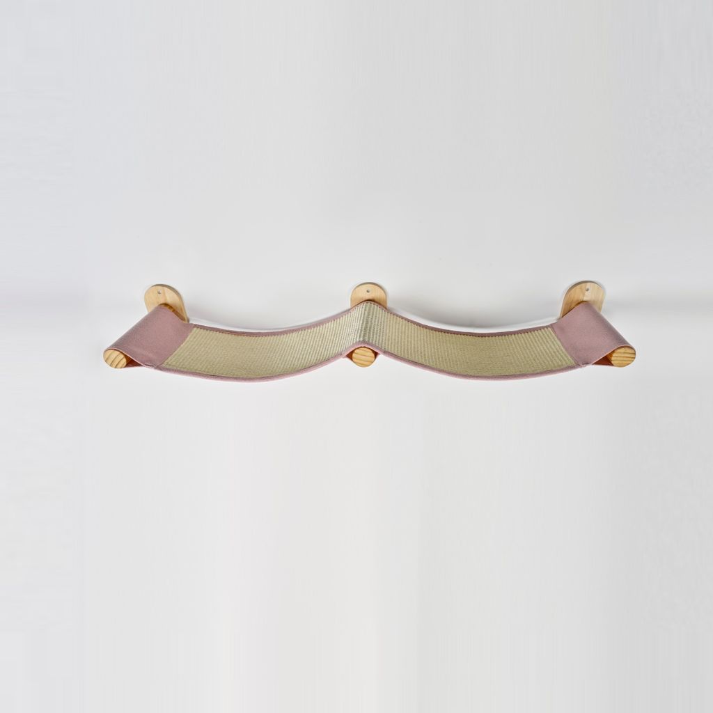 RHRQuality Wandmöbel Kletterwand Katze – Wandbrücke – Tragkraft bis zu 20 kg – Für große Katzen – Mit Sisalteppich – Rosa