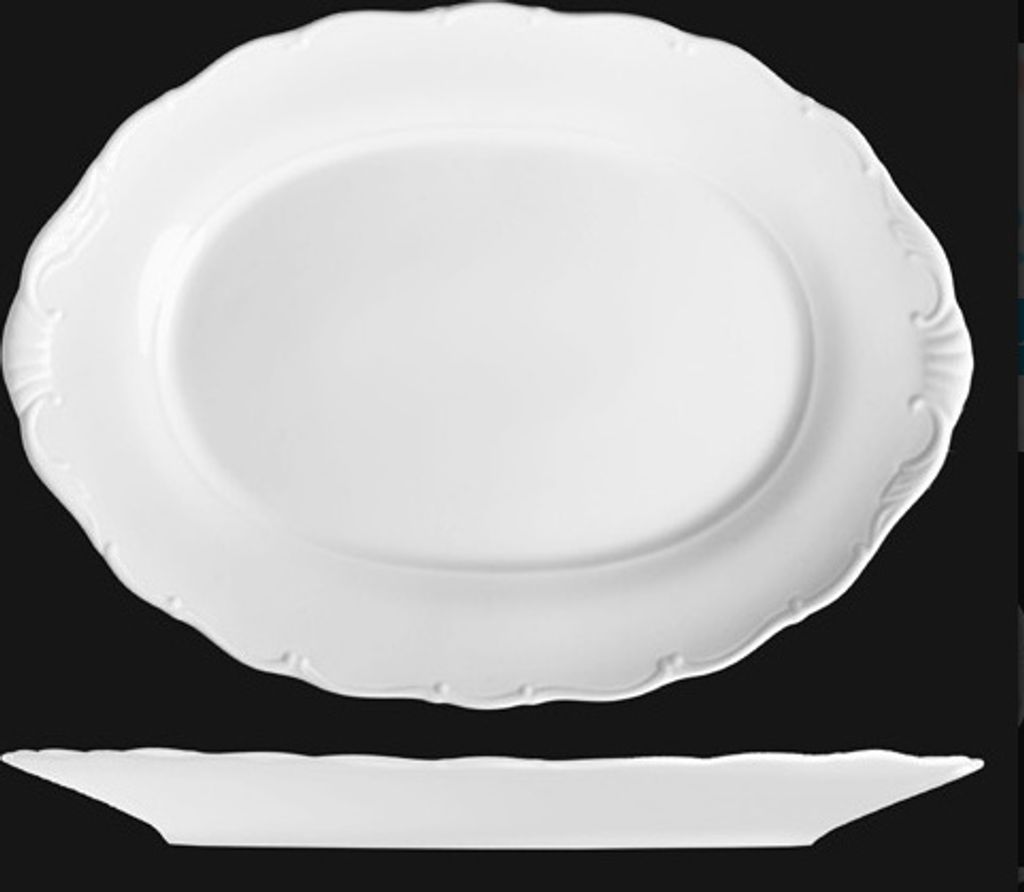 Ovale Schale 36 cm, weißes Porzellan, Verona, G. Benedikt