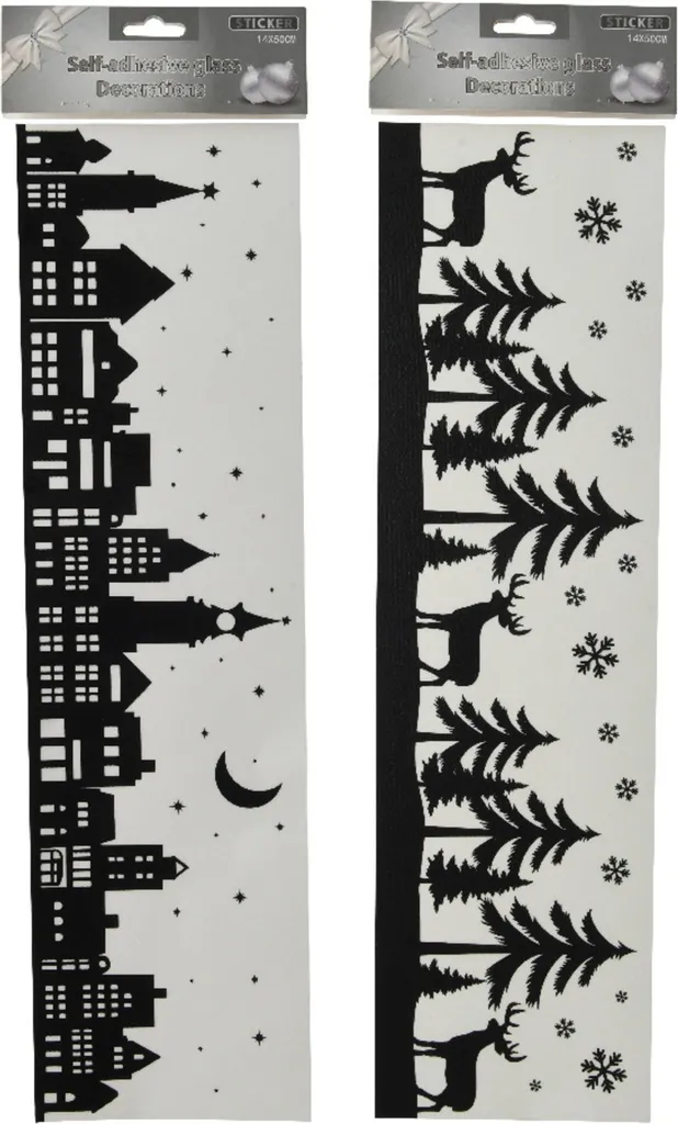 Décoration de fenêtre ville contre le vis-à-vis design noir 2 pièces